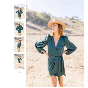 Natasha Long Sleeve Satin Wrap Dress